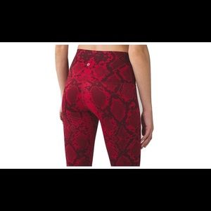 NWOT lulu lemon cropped red snake skin leggings